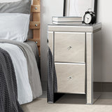 NNEED Bedside Table 2 Drawers Mirrored Nightstand