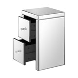 NNEED Bedside Table 2 Drawers Mirrored Nightstand