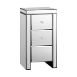 NNEED Bedside Table 3 Drawers Mirrored Nightstand