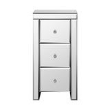 NNEED Bedside Table 3 Drawers Mirrored Nightstand