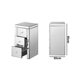 NNEED Bedside Table 3 Drawers Mirrored Nightstand