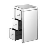 NNEED Bedside Table 3 Drawers Mirrored Nightstand