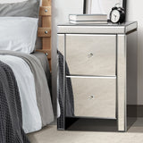 NNEED Mirrored Bedside Table with 2 Drawers