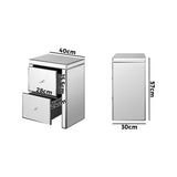 NNEED Mirrored Bedside Table with 2 Drawers