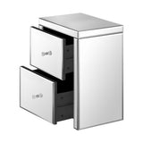 NNEED Mirrored Bedside Table with 2 Drawers