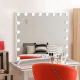 NNEDSZ 80x65cm Makeup Mirror Hollywood Vanity with LED Light White Frame