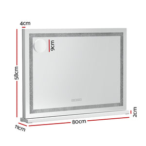 NNEDSZ Bluetooth Makeup Mirror 80x58cm Hollywood Vanity with LED Light Crystal