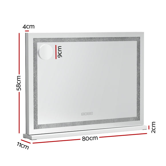 NNEDSZ Bluetooth Makeup Mirror 80x58cm Hollywood Vanity with LED Light Crystal