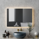 NNEDSZ Wall Mirror 70X50cm with LED Light Bathroom Home Decor Round Rectangle