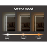 NNEDSZ Wall Mirror 100X70CM with LED Light Bathroom Home Decor Round Rectangle