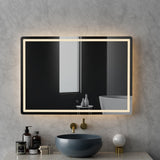 NNEDSZ Wall Mirror 100X70CM with LED Light Bathroom Home Decor Round Rectangle