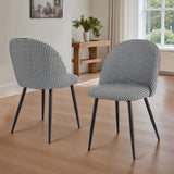 Artiss Dining Chairs Set of 2 Linen Solid Curved Houndstooth