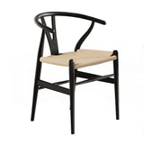 NNEDSZ 1x Artiss Dining Chair Wooden Rattan Wishbone Black