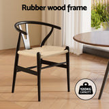 NNEDSZ 1x Artiss Dining Chair Wooden Rattan Wishbone Black
