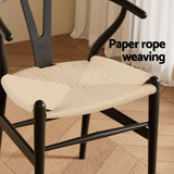 NNEDSZ 1x Artiss Dining Chair Wooden Rattan Wishbone Black