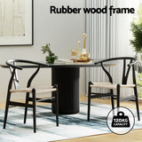 NNEDSZ 1 Set of 2 Artiss Dining Chairs Wooden Rattan Wishbone Black