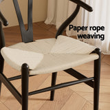 NNEDSZ 1 Set of 2 Artiss Dining Chairs Wooden Rattan Wishbone Black