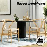NNEDSZ 1 Set of 2 Artiss Dining Chairs Wooden Rattan Seat Wishbone Back