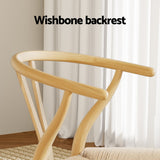 NNEDSZ 1 Set of 2 Artiss Dining Chairs Wooden Rattan Seat Wishbone Back