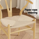 NNEDSZ 1 Set of 2 Artiss Dining Chairs Wooden Rattan Seat Wishbone Back