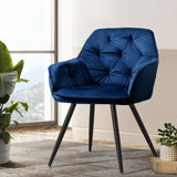 NNEDSZ Artiss Dining Chairs Set of 2 Velvet Diamond Tufted Armchair Blue