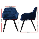 NNEDSZ Artiss Dining Chairs Set of 2 Velvet Diamond Tufted Armchair Blue