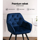 NNEDSZ Artiss Dining Chairs Set of 2 Velvet Diamond Tufted Armchair Blue