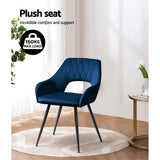 NNEDSZ Artiss Dining Chairs Set of 2 Velvet Hollow Armchair Blue