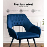 NNEDSZ Artiss Dining Chairs Set of 2 Velvet Hollow Armchair Blue