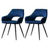 NNEDSZ Artiss Dining Chairs Set of 2 Velvet Hollow Armchair Blue