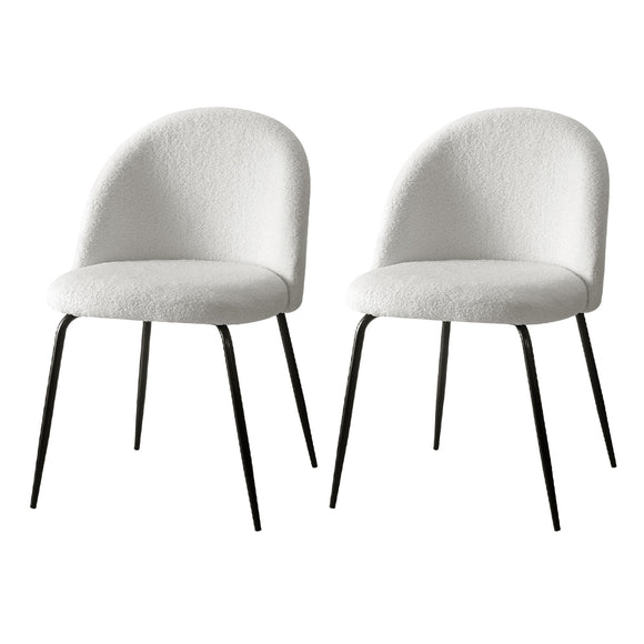 NNEDSZ Artiss Dining Chairs Set of 2 Sherpa Boucle White