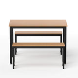 Artiss Dining Table and Chairs Set 3PCS Kitchen Metal Desk Bench Natural Oak