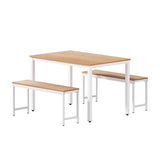NNEDSZ Artiss Dining Table and Chairs Set 3PCS Metal Desk Bench Sets Kitchen Furniture