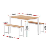 NNEDSZ Artiss Dining Table and Chairs Set 3PCS Metal Desk Bench Sets Kitchen Furniture