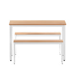 NNEDSZ Artiss Dining Table and Chairs Set 3PCS Metal Desk Bench Sets Kitchen Furniture