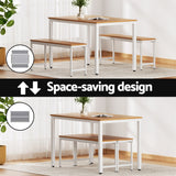 NNEDSZ Artiss Dining Table and Chairs Set 3PCS Metal Desk Bench Sets Kitchen Furniture