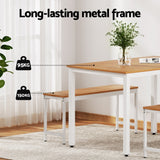 NNEDSZ Artiss Dining Table and Chairs Set 3PCS Metal Desk Bench Sets Kitchen Furniture