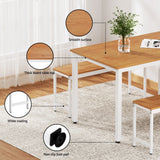 NNEDSZ Artiss Dining Table and Chairs Set 3PCS Metal Desk Bench Sets Kitchen Furniture