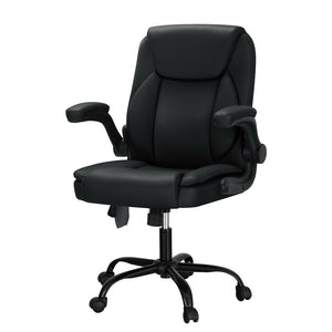 NNEDSZ 2 Point Massage Office Chair Leather Mid Back Black