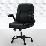 NNEDSZ 2 Point Massage Office Chair Leather Mid Back Black