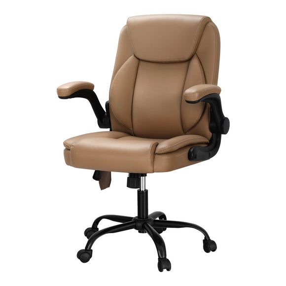NNEDSZ 2 Point Massage Office Chair Leather Mid Back Espresso