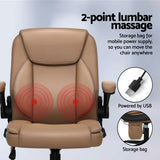 NNEDSZ 2 Point Massage Office Chair Leather Mid Back Espresso