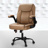NNEDSZ 2 Point Massage Office Chair Leather Mid Back Espresso