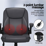 NNEDSZ 2 Point Massage Office Chair Leather Mid Back Grey