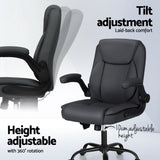 NNEDSZ 2 Point Massage Office Chair Leather Mid Back Grey