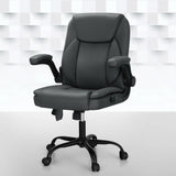 NNEDSZ 2 Point Massage Office Chair Leather Mid Back Grey