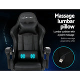 NNEDSZ Artiss 2 Point Massage Gaming Office Chair Footrest Black