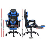 NNEDSZ Artiss 2 Point Massage Gaming Office Chair Footrest Blue