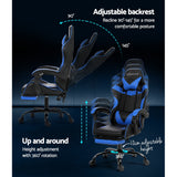 NNEDSZ Artiss 2 Point Massage Gaming Office Chair Footrest Blue