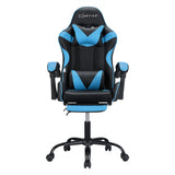 NNEDSZ 2 Point Massage Gaming Office Chair Footrest Cyan Blue